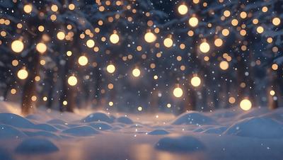 The primary subject of the image is a snowy landscape with a tree in the foreground. The setting is a wintery environment, and the visual style appears to be a photo. The colors and mood of the image are predominantly white, with the snow creating a serene and peaceful atmosphere.